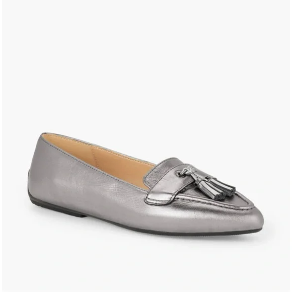 Talbots Womens Francesca Tasseled Silver Metallic Leather Driving Flats size 7 - Picture 10 of 10